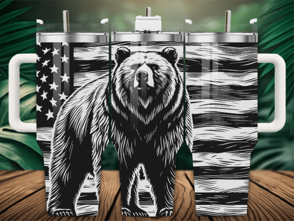 American Flag Grizzly Bear
