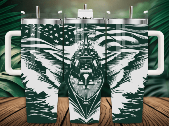 American Military Warship Tumbler