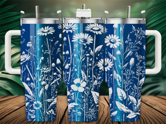 Blue Boho Daisy Field