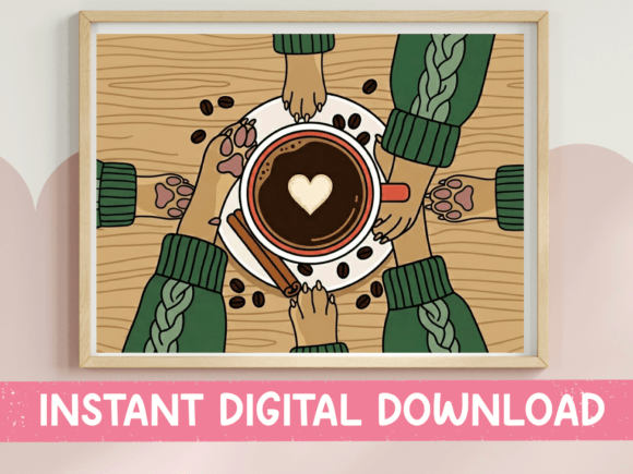 Cozy Coffee Paws Latte Sticker Art