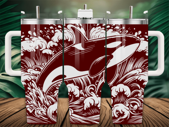 Detailed Marine Life Orca Tumbler
