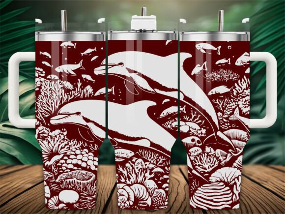 Dolphin Coral Reef Embroidery Design