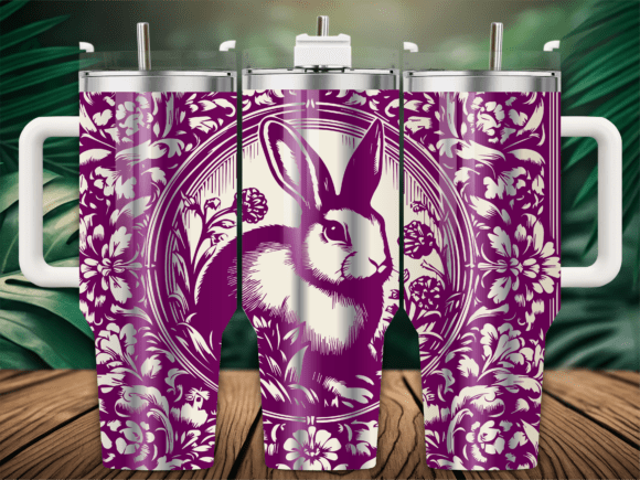 Easter Bunny Floral Tumbler Wrap