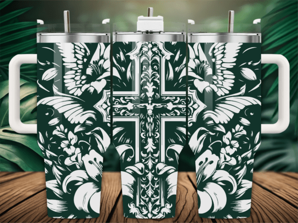 Floral Butterfly Cross Tumbler