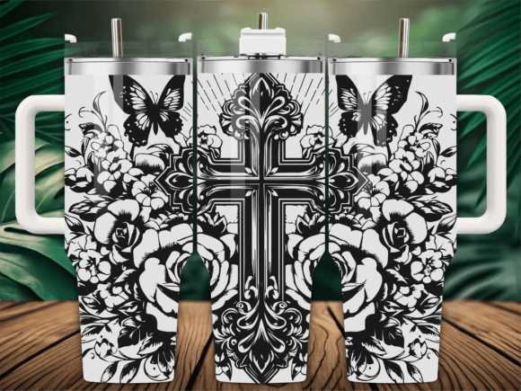 Floral Butterfly Rose Laser Tumbler Wrap