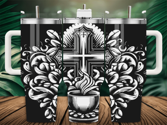 Floral Cross Coffee Cup