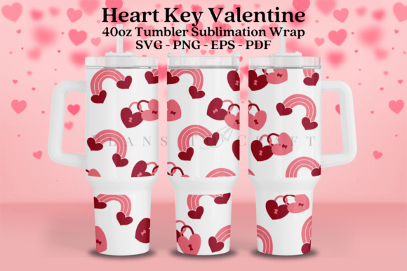 Heart Key Valentine 40oz Tumbler Wrap