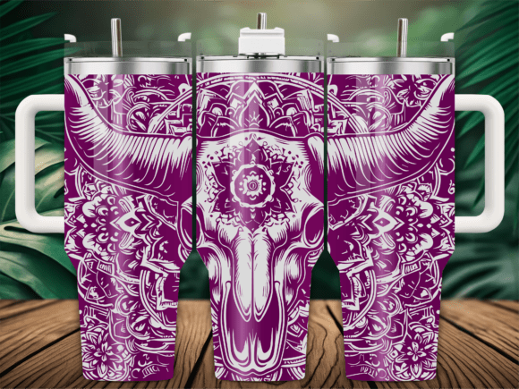 Mandala Floral Bull Skull