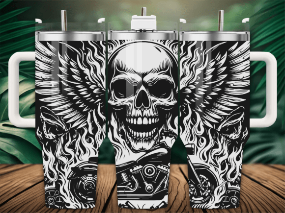 Motorcycle Skull Wings SVG