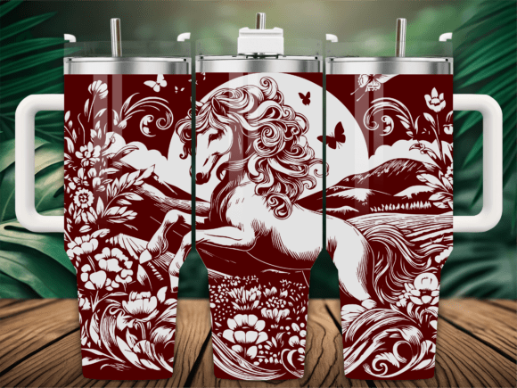 Mountain Wild Floral Horse Tumbler