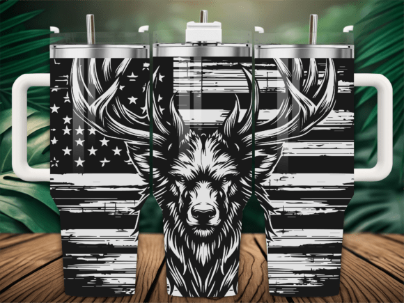Patriotic Deer Embroidery Design