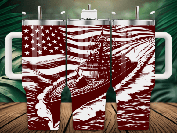 Patriotic USA Navy Ship Tumbler