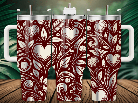 Valentines Floral Hearts Tumbler