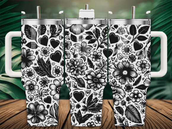Valentines Flower Pattern Tumbler
